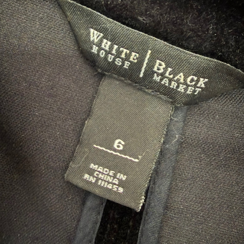 White House Black Market Black Velvet Military Peplum Blazer Jacket Size 6 - Picture 5 of 9